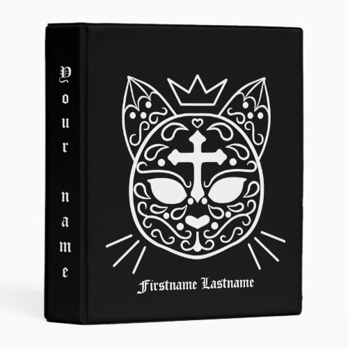 Sugar skull cat cool Gothic style Mini Binder