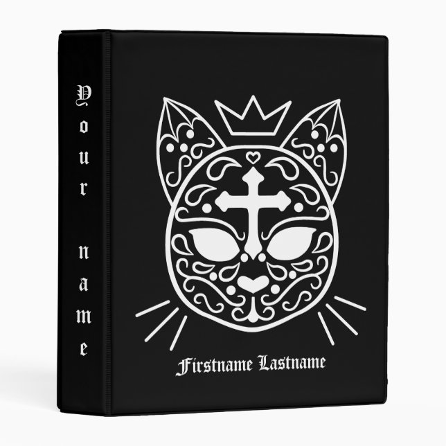 Sugar skull cat cool Gothic style Mini Binder (Front/Spine)