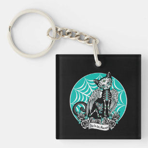 Sugar Skull Cat Keychain