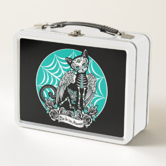 Sugar Skull Cat Metal Lunch Box