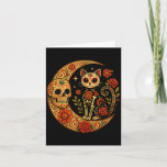 Sugar Skull Cat Moon Dia De Los Muertos Funny Hall Card