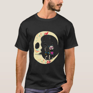 Sugar Skull Cat Moon Dia De Los Muertos Mexican Da T-Shirt