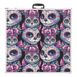 Sugar Skull Cat Pattern Beer Pong Table