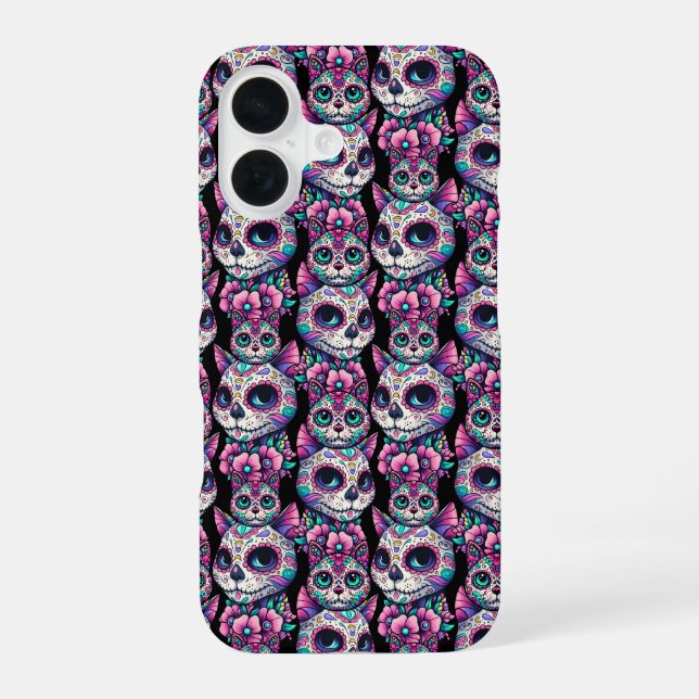 Sugar Skull Cat Pattern Iphone Case (Back)