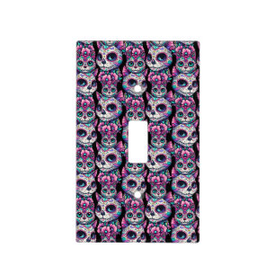 Sugar Skull Cat Pattern Light Switch Cover