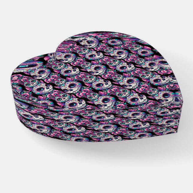 Sugar Skull Cat Pattern Paperweight (Angled)