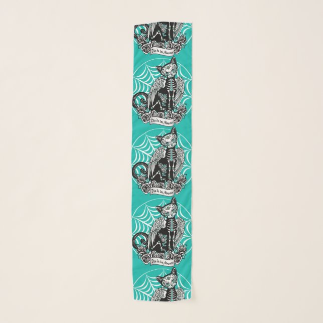 Sugar Skull Cat Scarf (Front)
