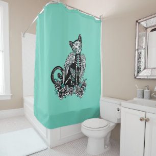Sugar Skull Cat Shower Curtain