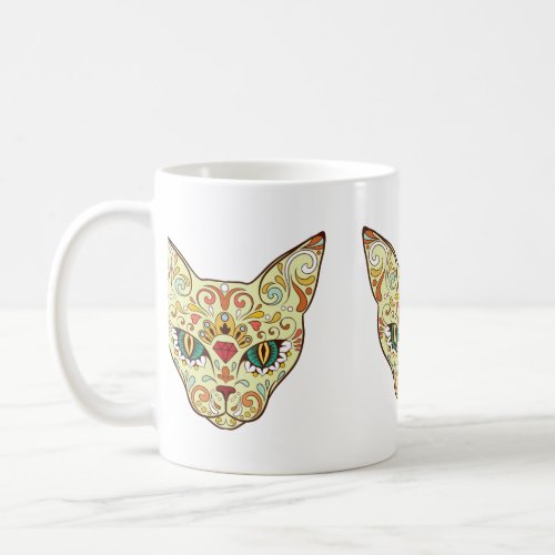 Sugar Skull Cat _ Tattoo Design Coffee Mug
