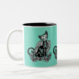 Sugar Skull Cat Two-Tone Coffee Mug