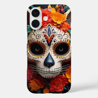 Sugar Skull Cat with Flowers iPhone / iPad case