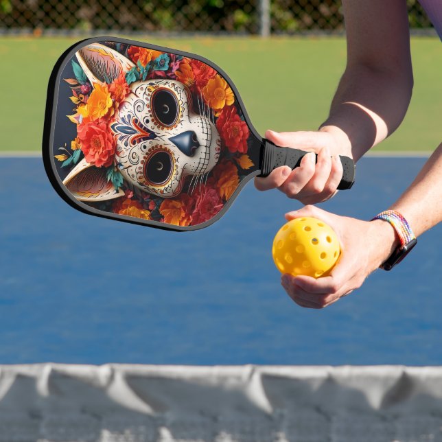 Sugar Skull Cat with Flowers Pickleball Paddle (Insitu)