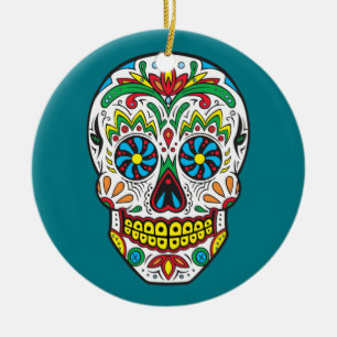 Sugar Skull Ceramic Ornament
