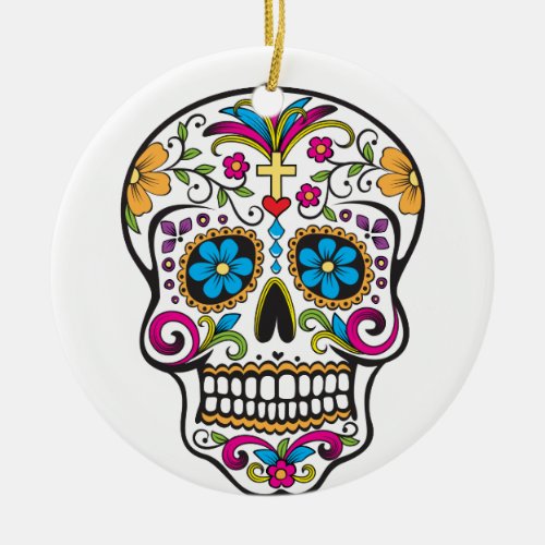 Sugar Skull Ceramic Ornament