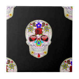 sugar skull ceramic tile