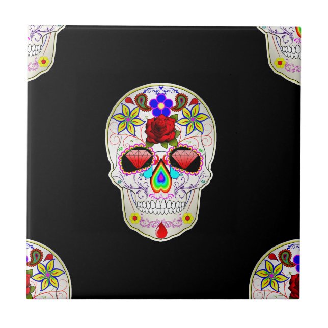 sugar skull ceramic tile (Front)