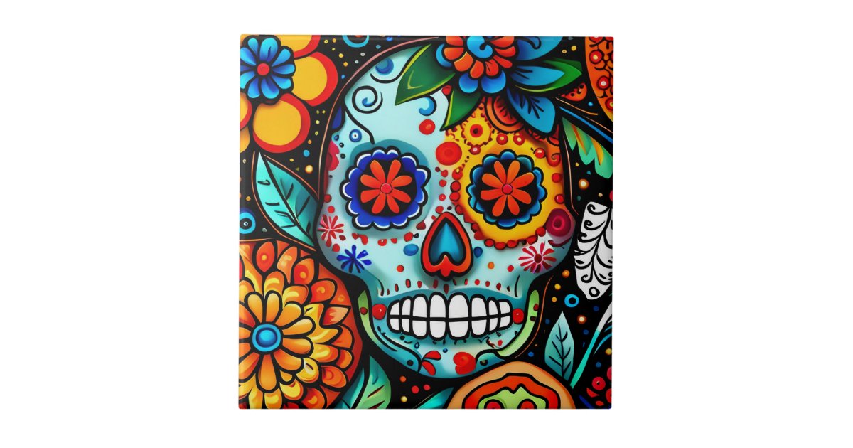 Sugar Skull Ceramic Tile | Zazzle