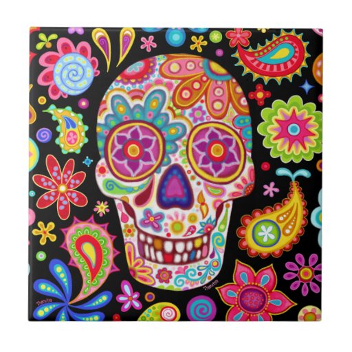 Sugar Skull Ceramic Tile - Day of the Dead | Zazzle