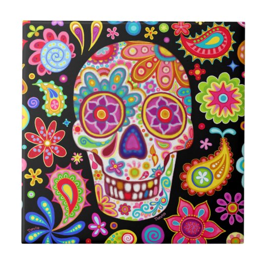 Sugar Skull Ceramic Tile - Day of the Dead | Zazzle.com