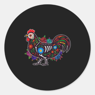 Sugar Skull Chicken Dia De Muertos Halloween Day O Classic Round Sticker