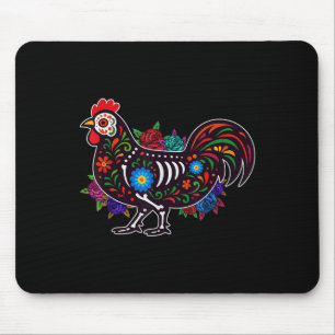 Sugar Skull Chicken Dia De Muertos Halloween Day O Mouse Pad