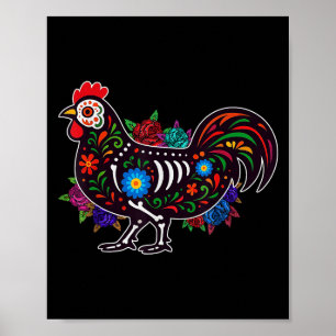 Sugar Skull Chicken Dia De Muertos Halloween Day O Poster