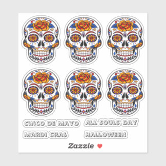 Sugar Skull Cinco de Mayo All Souls Day Mardi Gras Sticker