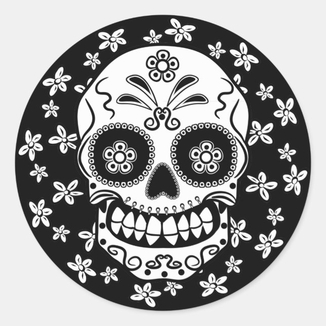 Sugar Skull Classic Round Sticker (Front)