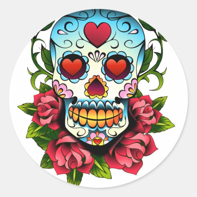 Sugar Skull Classic Round Sticker (Front)