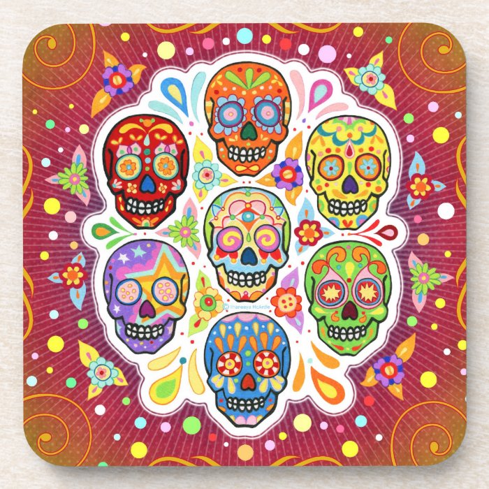 Sugar Skull Coasters   Set of 6