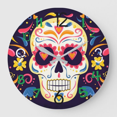 Sugar Skull Colorful Clock
