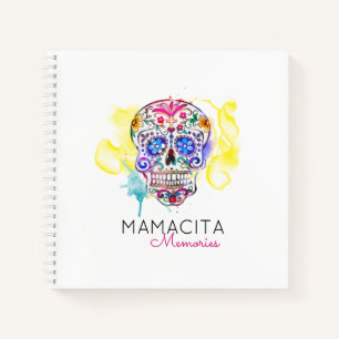 Sugar Skull Colorful Watercolor NAME Memories Book