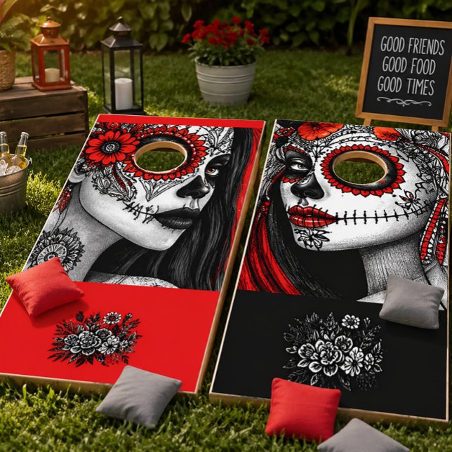 Sugar Skull Cornhole Boards Day of the Dead  Set (Creator Uploaded)