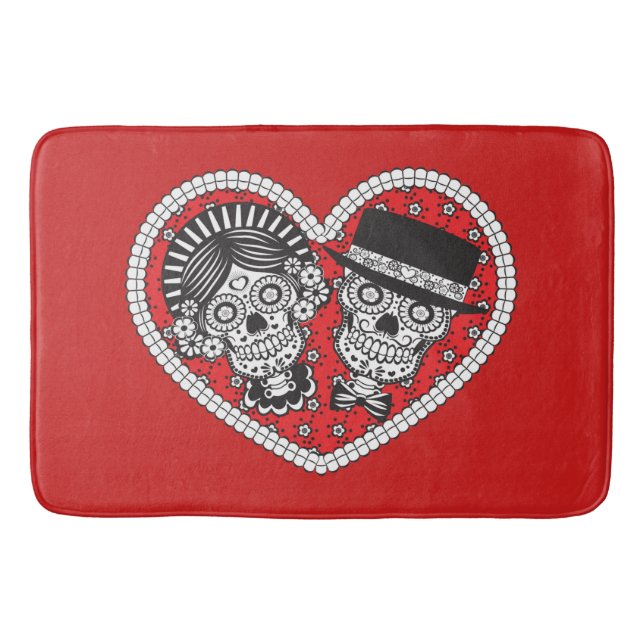 Sugar Skull Couple Bath Mat (Front)