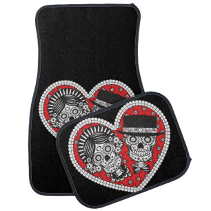 Sugar Skull Couple Car Mat