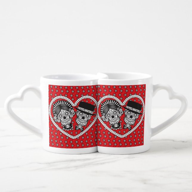 Sugar Skull Couple Coffee Mug Set (Front Nesting)