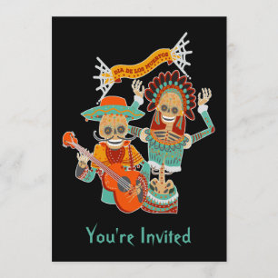 Sugar Skull Couple Dia de los Muertos Invitation