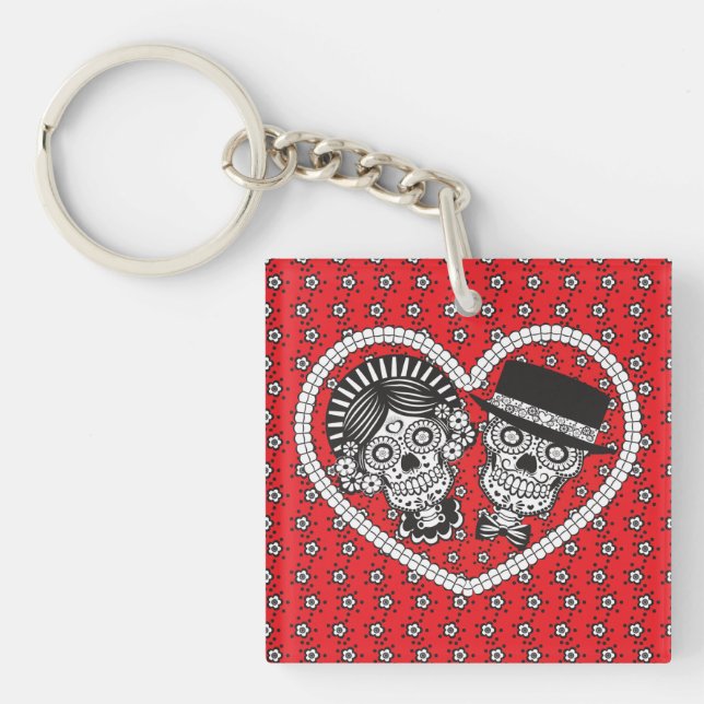 Sugar Skull Couple Keychain (Front)