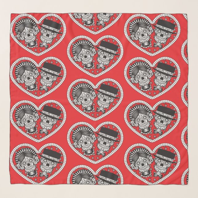 Sugar Skull Couple Scarf (Front)