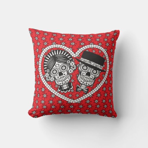 Sugar Skull Couple Throw Pillow
