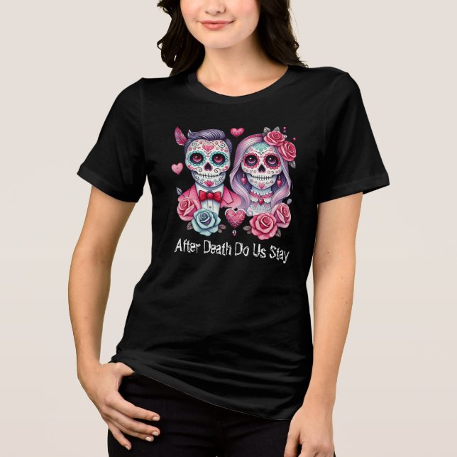 Sugar Skull Couple Tri-Blend Shirt (Front)