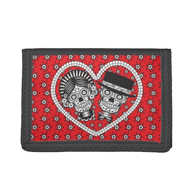 Sugar Skull Couple Trifold Wallet (Front)