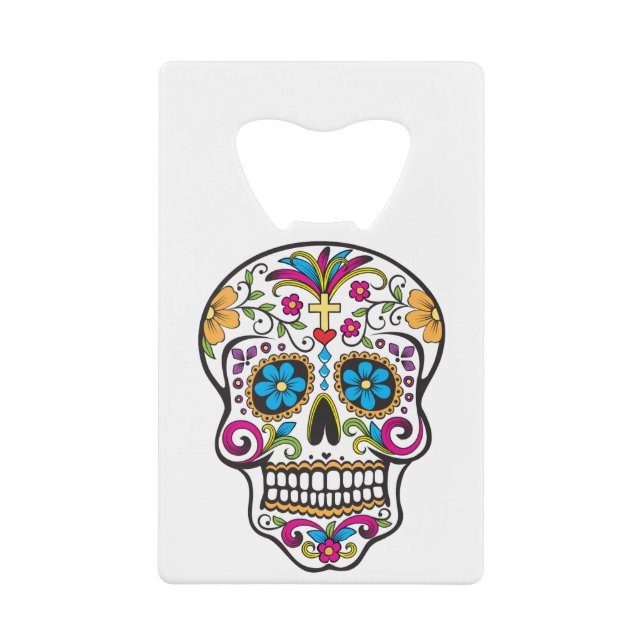 Sugar Skull Credit Card Bottle Opener (Front)