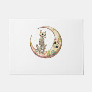Sugar Skull Crescent Moon Cat Dead Day Halloween C Doormat