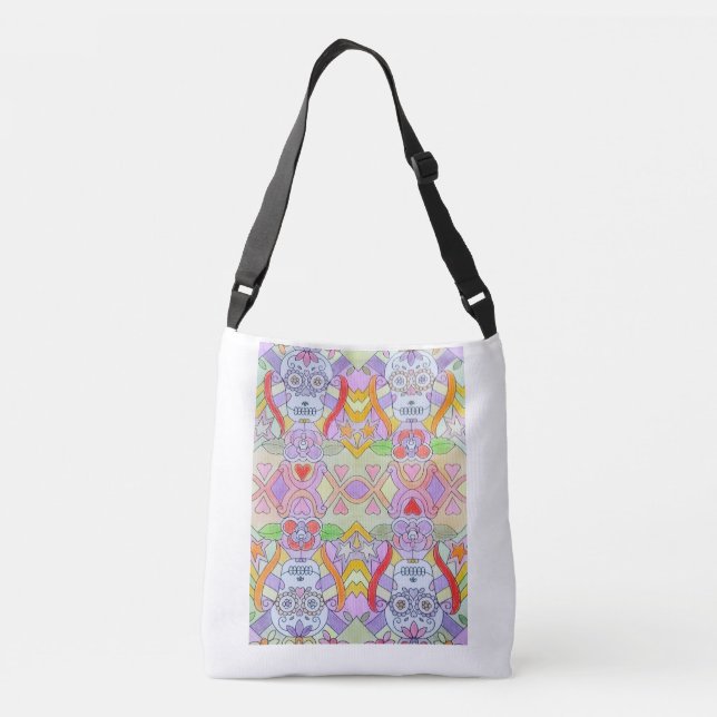Sugar Skull Cross Body Handbag (Back)