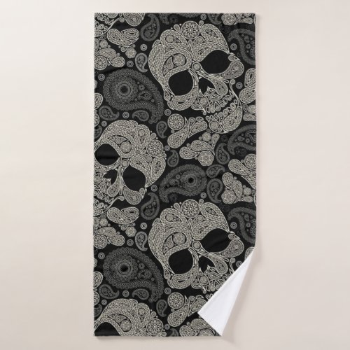 Sugar Skull Crossbones Pattern Bath Towel