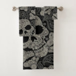 Sugar Skull Crossbones Pattern Bath Towel Set