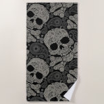 Sugar Skull Crossbones Pattern Beach Towel