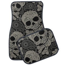 Sugar Skull Crossbones Pattern Car Floor Mat