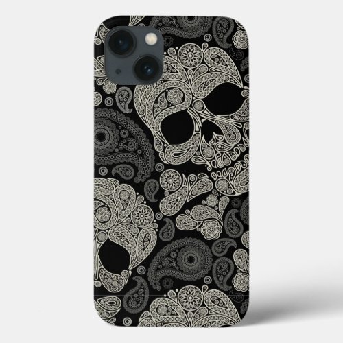 Sugar Skull Crossbones Pattern iPhone 13 Case